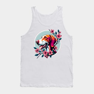 Joyful Hanoverian Scenthound Amidst Spring's Cherry Blossoms Tank Top